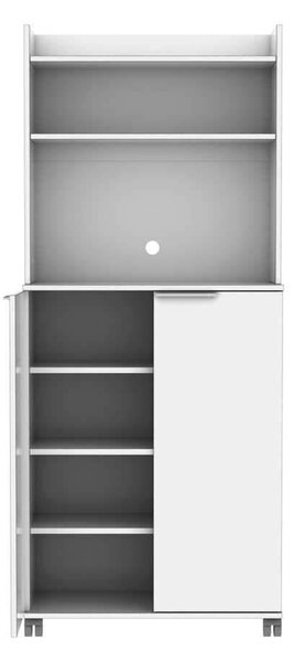 Dulap Multifunctional Adore Diamond, 2 usi, 6 rafturi, cu rotile, Alb Lucios, 73 x 172 x 36 cm