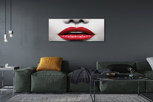 Tablouri canvas buzele rosii femeie nas