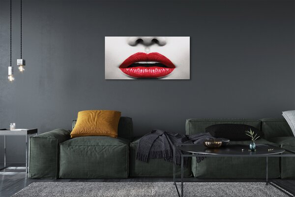 Tablouri canvas buzele rosii femeie nas