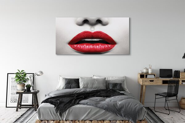 Tablouri canvas buzele rosii femeie nas