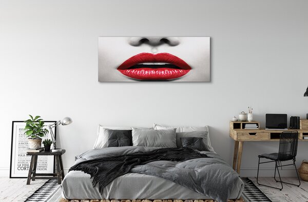 Tablouri canvas buzele rosii femeie nas
