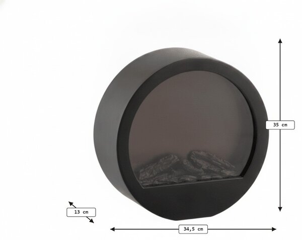 Decoratiune LED semineu rotund COZY WARM 35x34,5 cm, negru