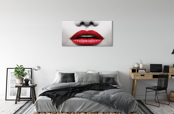 Tablouri canvas buzele rosii femeie nas