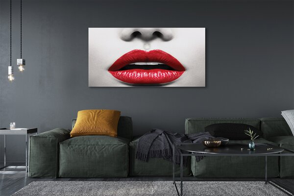 Tablouri canvas buzele rosii femeie nas