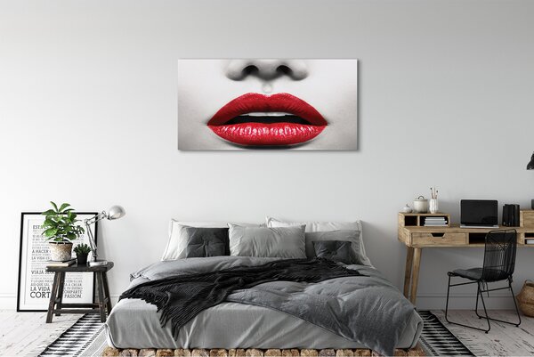 Tablouri canvas buzele rosii femeie nas