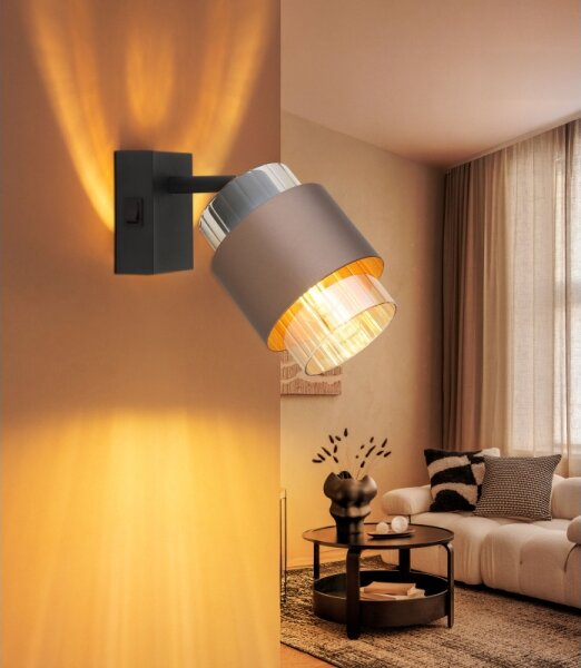 Globo 15560-1C - Aplică de perete tip spot MILLEY 1xE27/40W/230V negru/bronz