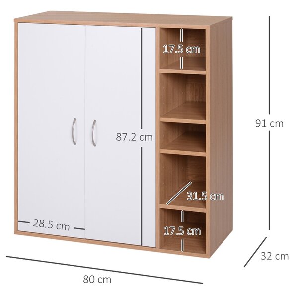 Dulapior de Perete cu 2 Usi Basculante Rafturi Reglabile Dormitor si Hol Lemn 80x32x90,5cm HOMCOM | Aosom Romania