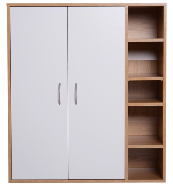 Dulapior de Perete cu 2 Usi Basculante Rafturi Reglabile Dormitor si Hol Lemn 80x32x90,5cm HOMCOM | Aosom Romania