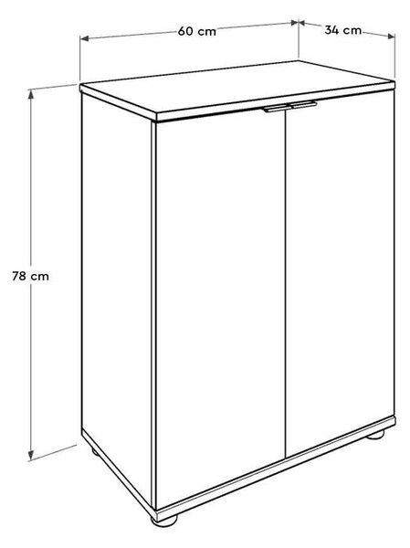 Pantofar Adore Dynamic, 2 usi, 5 rafturi, Sonoma, 60 x 78 x 34 cm