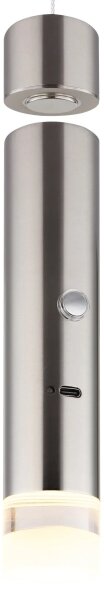 Globo 16060N - Lampă LED reîncărcabilă 2în1 PELO, LED/2W/230/5V, crom mat, control tactil (dimmer)