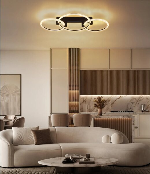 Globo 48050D2S - Plafonieră LED FLETCHER LED/40W/230V 3000K 76x38 cm neagră