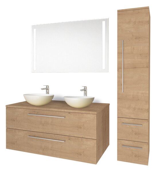 Mereo, Mereo Bino, mobilier de baie cu lavoar ceramic 81 cm, stejar Arlington, MER-CN621