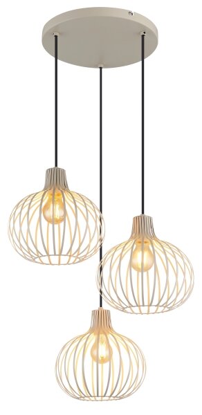 Globo 33379319 - Lustră MATEO suspendată pe cablu, 3xE27/40W/230V, bej