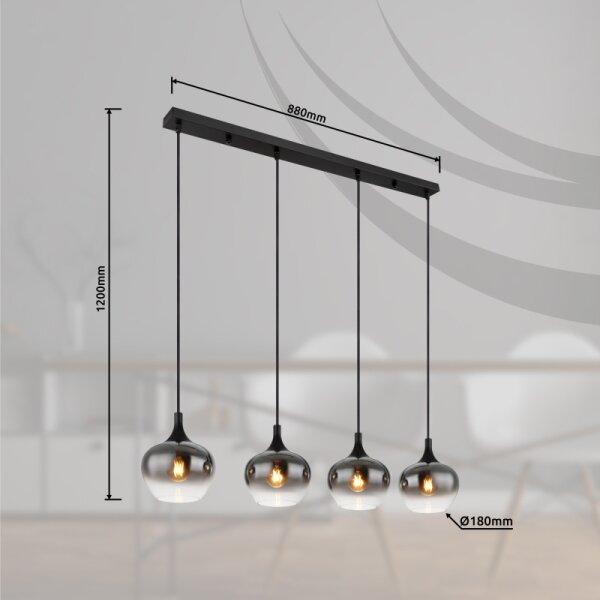 Globo 15548-4H - Lustră suspendată pe cablu MAXY 4xE27/40W/230V, neagră