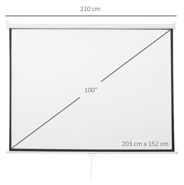 HOMCOM Ecran de Proiecție 203x152 cm, Fabricat din Țesătură și Metal, Ideal pentru Vizualizare Filme și Prezentări | Aosom Romania