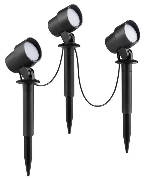 Brilliant - Set de 3 lămpi LED pentru exterior KAMARA LED/8,5W/230V IP44 neagră