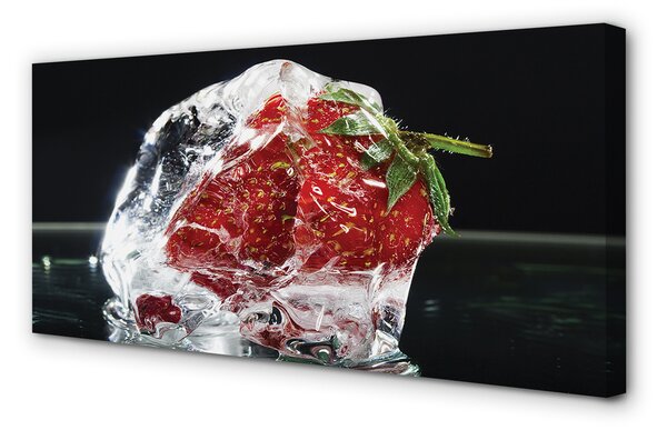 Tablouri canvas Strawberry în cub de gheață