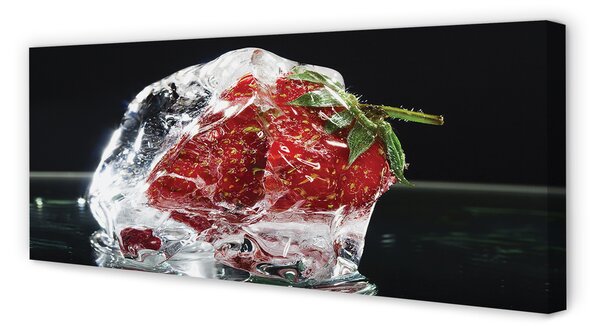 Tablouri canvas Strawberry în cub de gheață