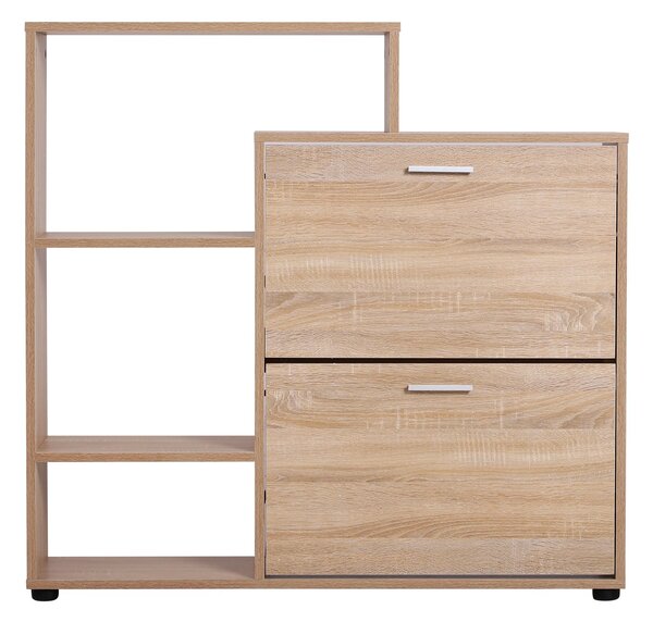 HOMCOM Dulap Pantofi Design Modern 20 Perechi pentru Hol in Lemn 101,5 x 25,5 x 98 cm | Aosom Romania