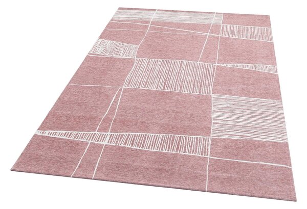 Covor de living / dormitor Maze Home Palma, Roz - Alb, 135x200 cm