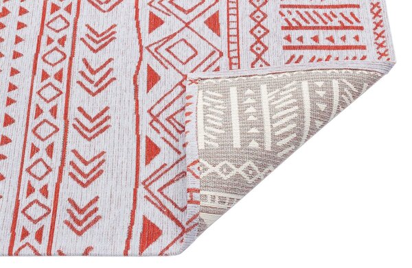 Covor de living / dormitor Maze Home Palma Lavabil, Gri - Rosu (diverse dimensiuni), 80x150 cm