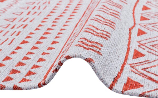 Covor de living / dormitor Maze Home Palma Lavabil, Gri - Rosu (diverse dimensiuni), 80x150 cm