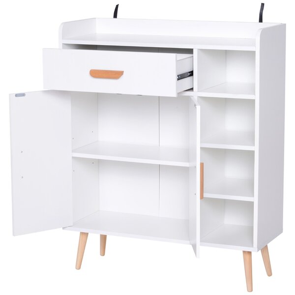 HOMCOM Mobilier Multifuncțional Compact pentru Hol, 80x29.5x96cm, Design Modern, Alb | Aosom Romania