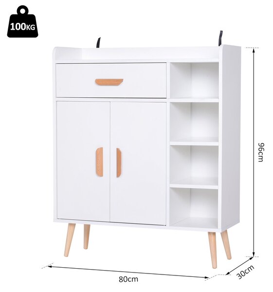 HOMCOM Mobilier Multifuncțional Compact pentru Hol, 80x29.5x96cm, Design Modern, Alb | Aosom Romania