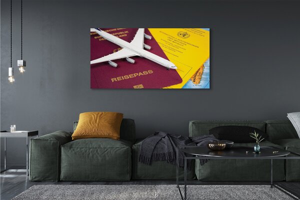 Tablouri canvas Plane harta pașaport