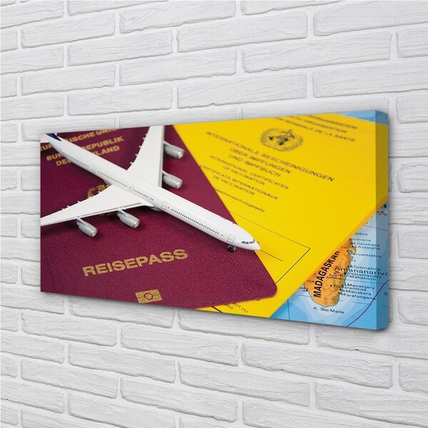 Tablouri canvas Plane harta pașaport