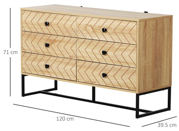 HOMCOM Comodă Modernă Stil Industrial, Lemn și Metal, Design Elegant, Natural și Negru | Aosom Romania