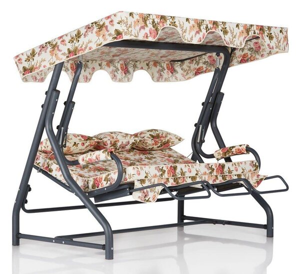 Balansoar de gradina cu 3 locuri Extensibila Shalom, Multicolor, 200x165x110 cm