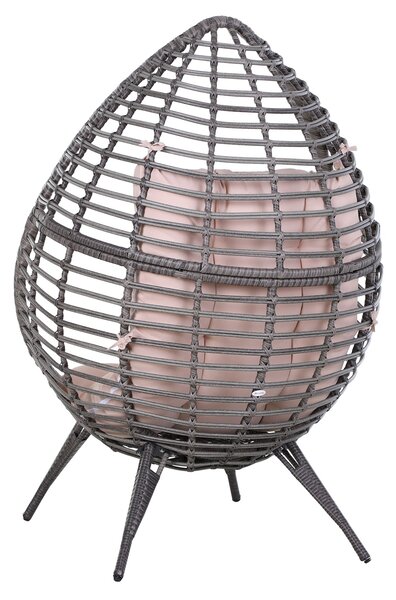 Fotoliu Pouf Outsunny cu Perna Decorativa, din PE Ratan, 101x89x156 Culoare Gri | Aosom Romania