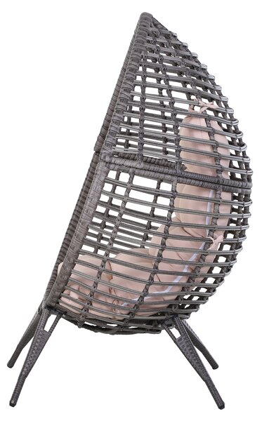 Fotoliu Pouf Outsunny cu Perna Decorativa, din PE Ratan, 101x89x156 Culoare Gri | Aosom Romania