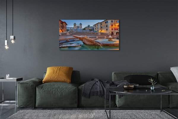Tablouri canvas clădiri fântână din Roma Sunset