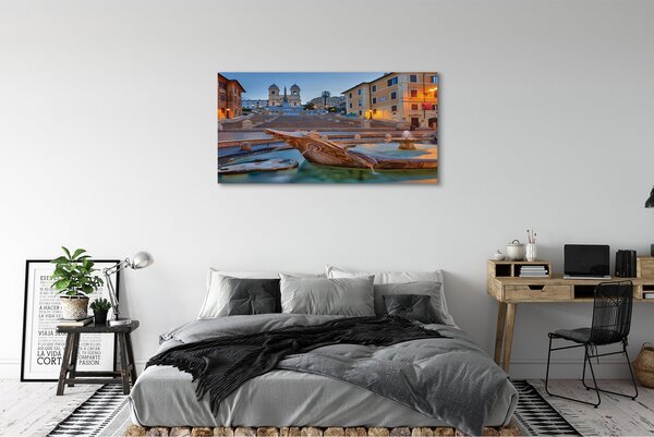 Tablouri canvas clădiri fântână din Roma Sunset