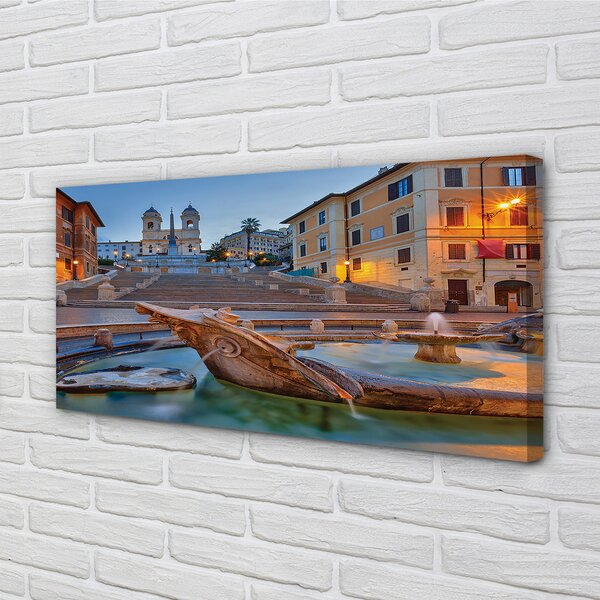 Tablouri canvas clădiri fântână din Roma Sunset