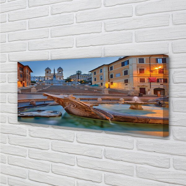 Tablouri canvas clădiri fântână din Roma Sunset