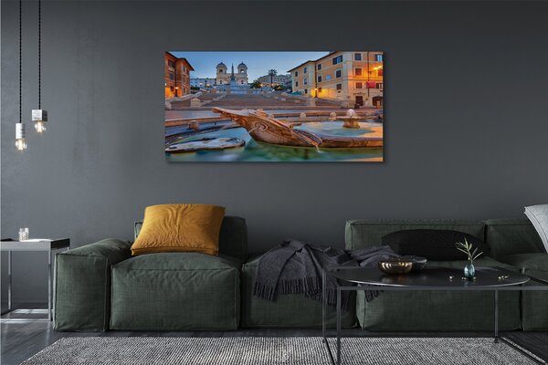Tablouri canvas clădiri fântână din Roma Sunset