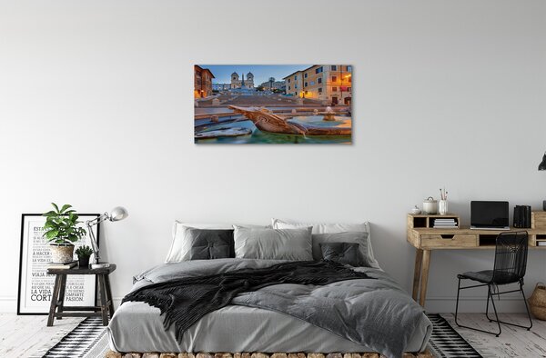 Tablouri canvas clădiri fântână din Roma Sunset