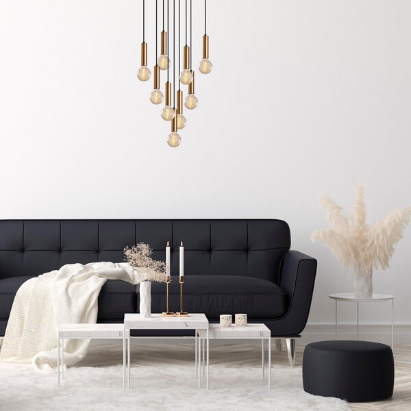 Lustra Lumie, Auriu - Negru, 50x50x136 cm