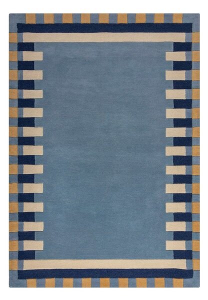 Covor albastru țesut manual din lână 120x170 cm Kai Wool Border – Flair Rugs