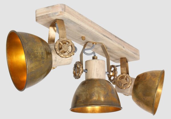 Steinhauer Gearwood spot tavan, 3 becuri bronz, reglabil, Bronz / Alamă Veche, Camera de zi / sufragerie, Lemn, Vintage