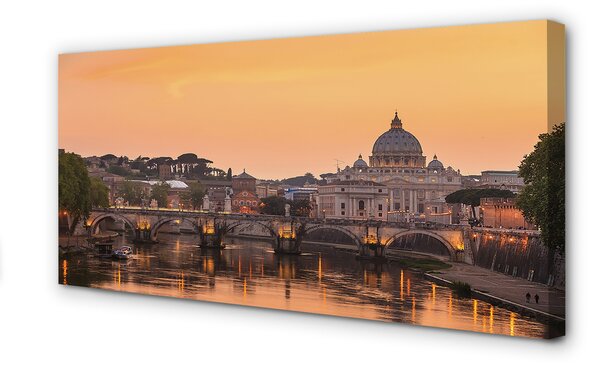 Tablouri canvas râu Roma Sunset poduri clădiri