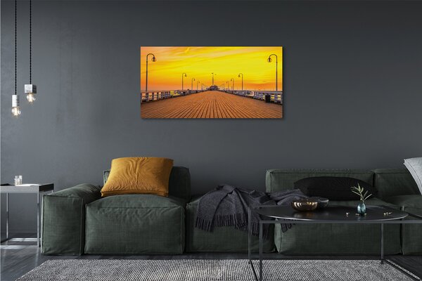 Tablouri canvas Gdańsk Pier apus de soare pe mare