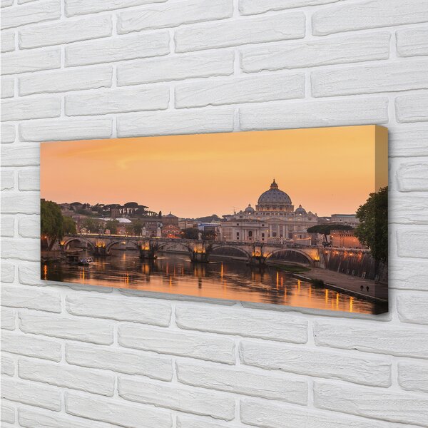 Tablouri canvas râu Roma Sunset poduri clădiri