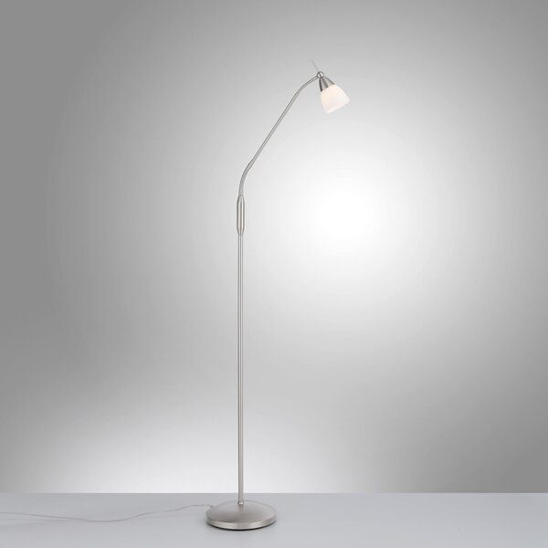 Paul Neuhaus Pino lampadar, argintiu, 163 cm, dimabil, G9, reglabil, Metalic, Camera de zi / sufragerie, Metal, Lumină de lectură