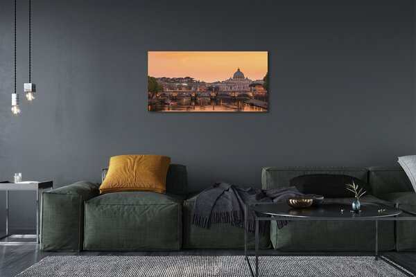 Tablouri canvas râu Roma Sunset poduri clădiri