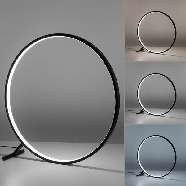 Paul Neuhaus Lampă de podea cu LED Hula CCT telecomandă Ø 80 cm, reglabil, Negru, Camera de zi / sufragerie, Metal, Modern