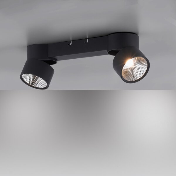 PURE Nola plafonieră LED 2 becuri negru, reglabil, Negru, Camera de zi / sufragerie, Metal, Modern